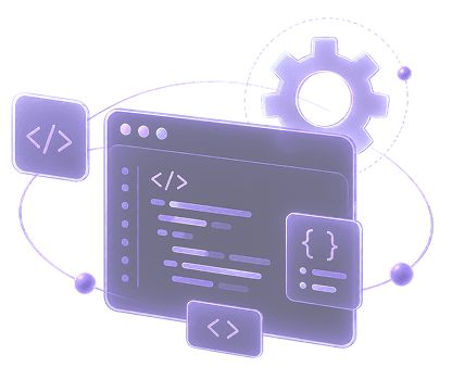 Code window and gear showing software engineering